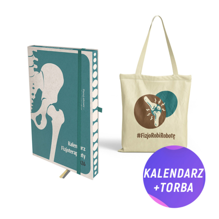 Pakiet: Kalendarz fizjoterapeuty 2026 + Kubek ceramiczny + Torba jutowa #FizjoRobiRobotę
